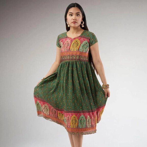 Dark Green Knee-Length Indo Western Dress | Muvvas Boutique - Picture 2 of 5